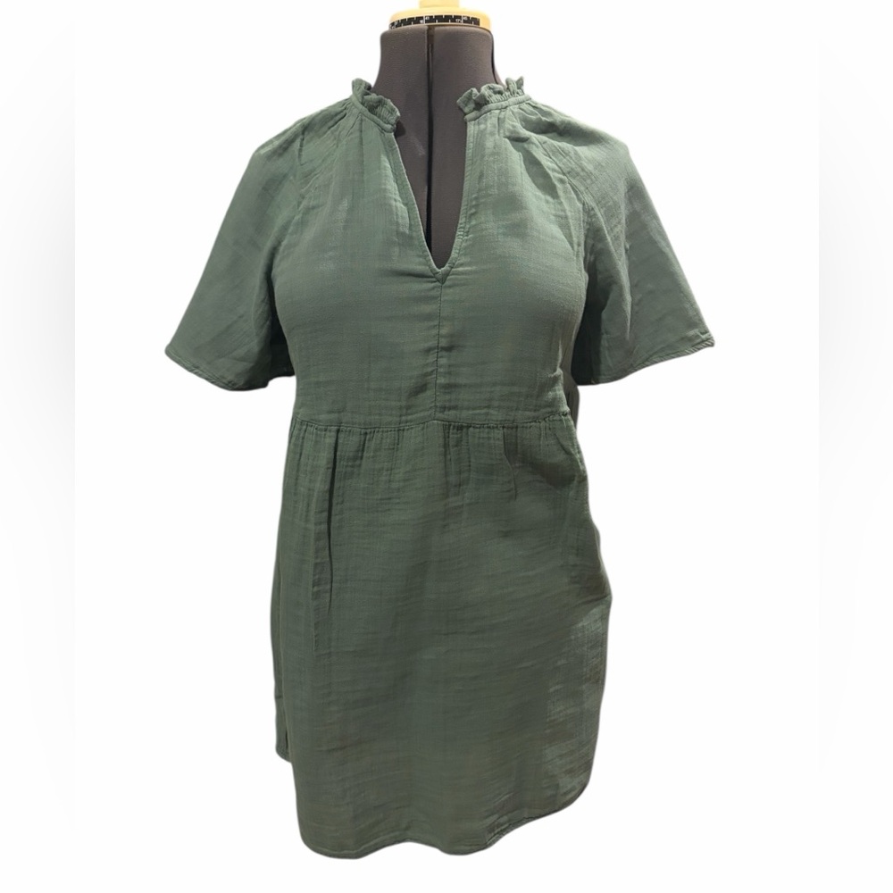 Old Navy Green V-Neck Flutter Sleeve Swing Dress Sz M